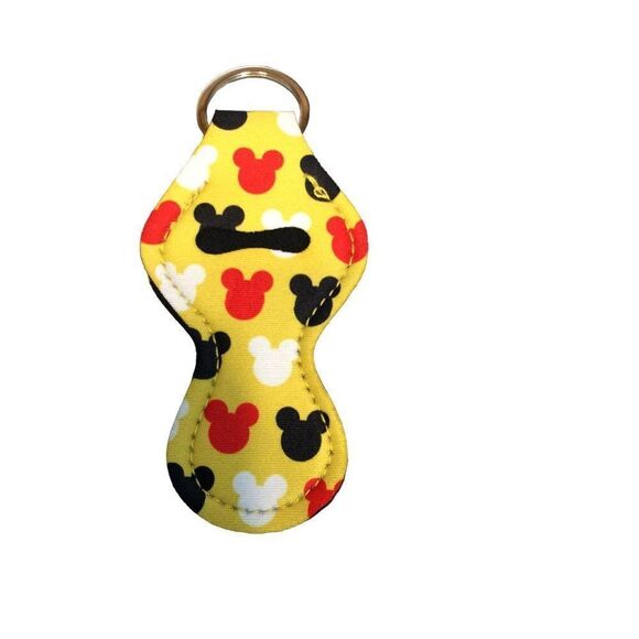 MICKEY Mouse Chapstick Holder Keychain Yellow Red And Black - Picture 1 of 2